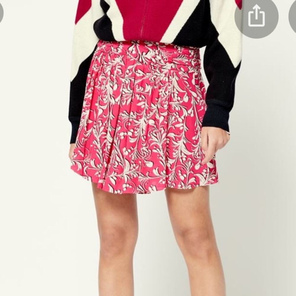 Isabel Marant Étoile Calista Pink Floral Pleated Mini Skirt 38 6 Medium